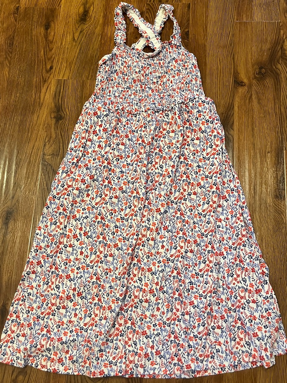 Tommy Hilfiger White Maxi Dress with Red & Blue Floral Print